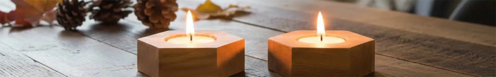 Stimmungsvolle Kerzenhalter und Teelichthalter aus Holz und Metall - Deko-Kiste