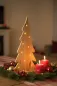 Preview: Detailansicht des 48 cm hohen Tannenbaums aus Kiefernholz mit integrierter LED-Beleuchtung – stimmungsvolle Weihnachtsdeko
