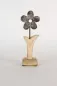 Preview: Metall‑Blume auf Holzsockel ca. 22 cm – elegante Wohnaccessoire, jetzt online entdecken & bestellen!