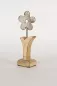 Preview: Frühlingshafte Deko‑Blume Metall auf Mangoholz 22 cm – Wohnraum verschönern & jetzt bestellen!