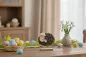 Preview: Schaf aus Holz und Wolle in grau