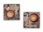 Preview: Zweiteiliges Wandbild Set mit Cappuccino und Kaffeebohnen auf Keilrahmen – Ideal für Küche und Essbereich