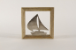 Preview: Wandhänger Segelboot aus Metall im Holzrahmen