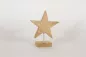 Preview: Eleganter Holzstern auf Metallstab – 17 cm, ideal für festliche Tischdekoration