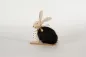 Preview: Hase aus Holz mit weichem Fell und Osterei charmante Osterdekoration