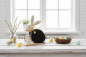 Preview: Holz Hase mit Fell und Osterei Tischdeko Ostern Fensterbank Deko