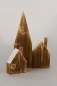 Preview: Dekorative Holzhaus-Kerzenhalter im 3er Set – Flammholz mit Kupfer-Details