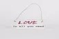 Preview: Deko-Schild „Love is all you need“ aus Holz – rustikale Vintage Wanddekoration mit handgefertigtem Look