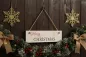 Preview: Handgefertigtes Holz‑Deko‑Schild Merry Christmas Vintage weiß‑rot‑grau