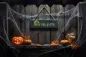 Preview: Rustikales Holz Deko-Schild mit Aufschrift Happy Halloween – gruselige Herbstdekoration für Haus und Garten
