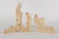 Preview: Krippenfiguren Kiefer XL – 7-teiliges Set mit Maria, Josef, Jesuskind, Esel, Ochse und 2 Schafen aus naturbelassenem Holz