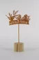 Preview: Dekorativer Wintervogel aus Metall mit Holzsockel – Weihnachtsdeko