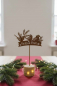 Preview: Dekorativer Wintervogel aus Metall mit Holzsockel – Weihnachtsdeko