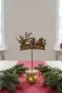 Preview: Dekorativer Wintervogel aus Metall mit Holzsockel – Weihnachtsdeko