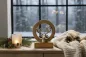 Preview: Hirschkopf aus Metall in Holzring – elegante Weihnachtsdekoration