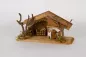 Preview: Kiefernholz Krippenhaus – 26 cm große handgefertigte Weihnachtskrippe, ideal für festliche Tischdekoration