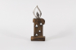 Mobile Preview: Kerze aus Holz braun mit Flamme aus Metall 26cm