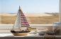 Preview: Segelboot aus Holz rot – maritime Dekofigur jetzt online kaufen