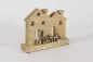 Preview: Minimalistischer Deko-Aufsteller „Haus HOME“ – Mangoholz & Metall – 15 x 20 cm