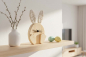 Preview: Wohnaccessoire Hase aus Holz weiss charmant schlicht bestellen