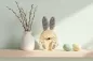 Preview: Hase aus Holz grau natürliche Dekoration Geschenkidee Ostern
