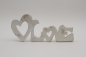 Preview: Schriftzug Love mit Herz aus Holz weiß