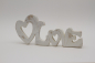 Preview: Schriftzug Love mit Herz aus Holz weiß