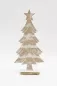 Preview: Tannenbaum aus Mangoholz natur-weiß – 42 cm hohe Weihnachtsdeko im Shabby Chic Stil