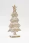 Preview: Rustikaler Tannenbaum aus Mangoholz – 42 cm hohe Dekofigur in natur-weißer Optik für festliche Atmosphäre
