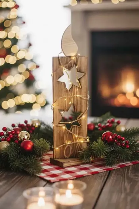 LED Holzkerze – stilvolle Weihnachtsdekoration aus Altholz mit integrierter LED-Beleuchtung
