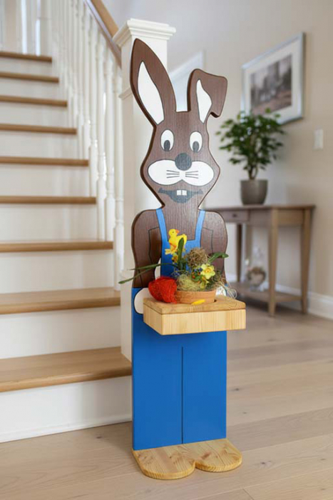 Preview: Osterhase Türsteher aus lackiertem Kiefernholz