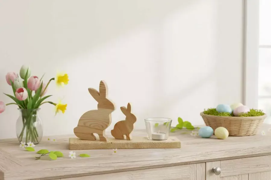 Teelichthalter in Hasenform aus Holz – süße Dekoration für Zuhause