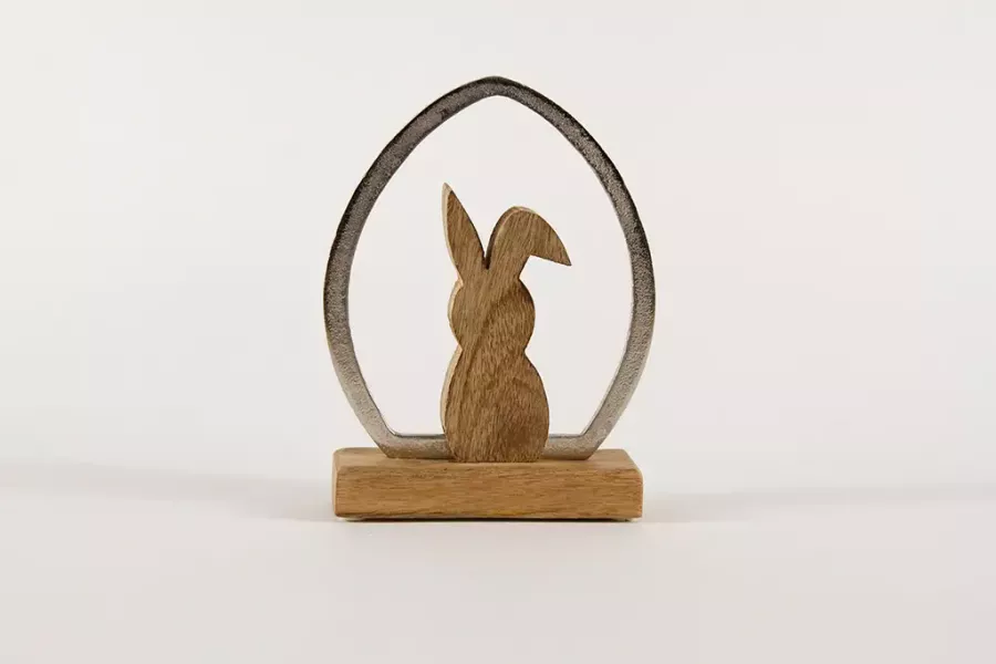 Preview: Hase aus Holz im Metall Ei