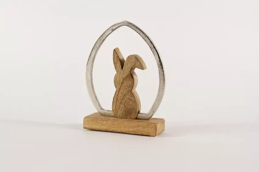 Preview: Hase aus Holz im Metall Ei