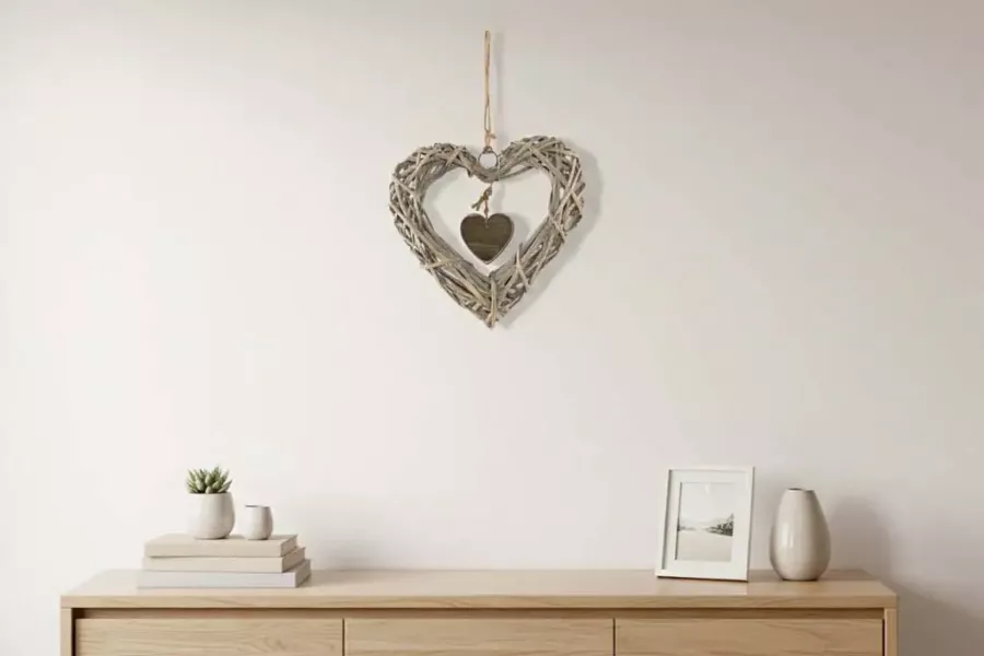 Weidenherz Hängedeko 20 cm – natürlicher Charme für Wand, Fenster oder Tür. Jetzt sichern & dekorieren!
