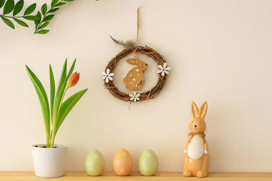 Preview: Aufhänger Weidenkranz Hase stehend