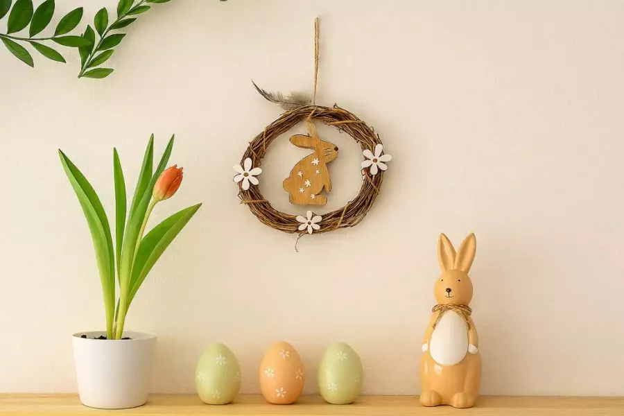 Aufhänger Weidenkranz Hase stehend