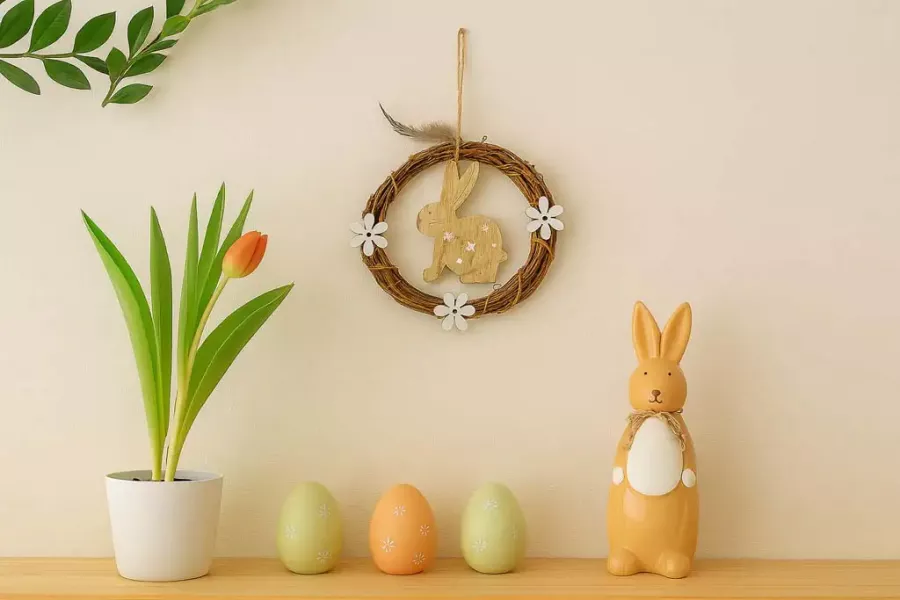 Aufhänger Weidenkranz Hase sitzend