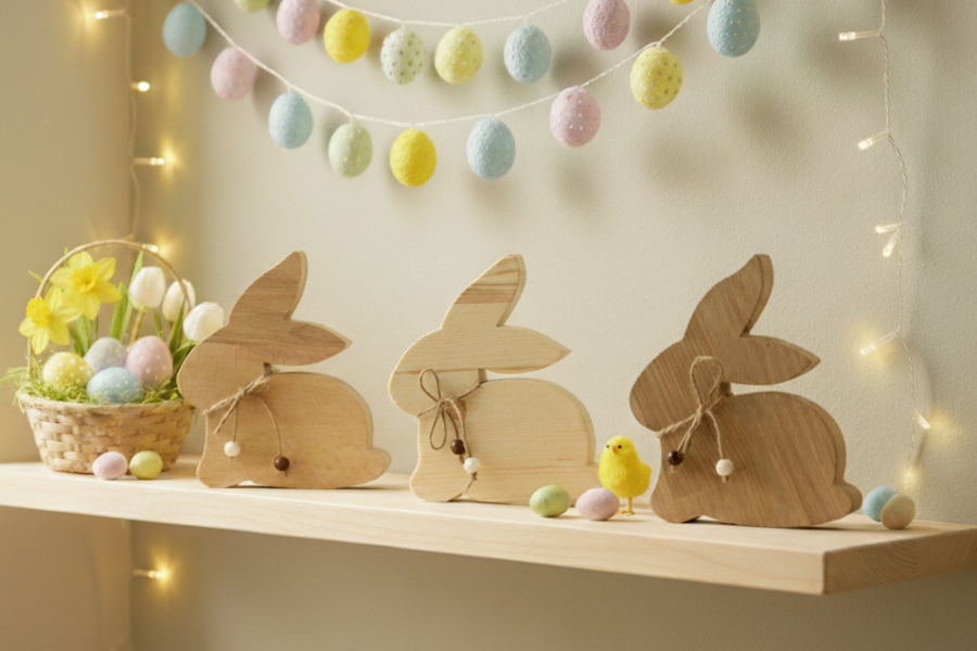 Preview: Osterhase aus Holz 15 cm