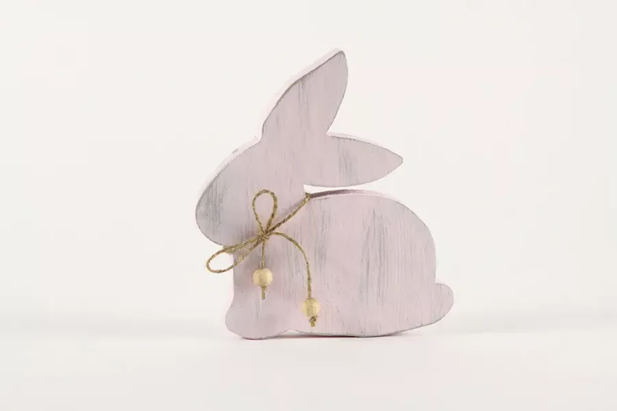 Preview: Aufsteller Osterhase aus Holz 15 cm  Shabby Chic rose