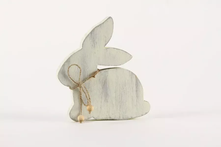 Aufsteller Osterhase aus Holz 15 cm  Shabby Chic gelb