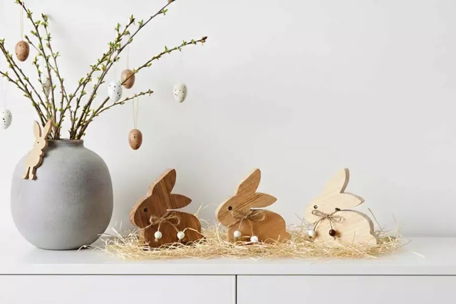 Osterhase aus Holz 11 cm Natur Eiche