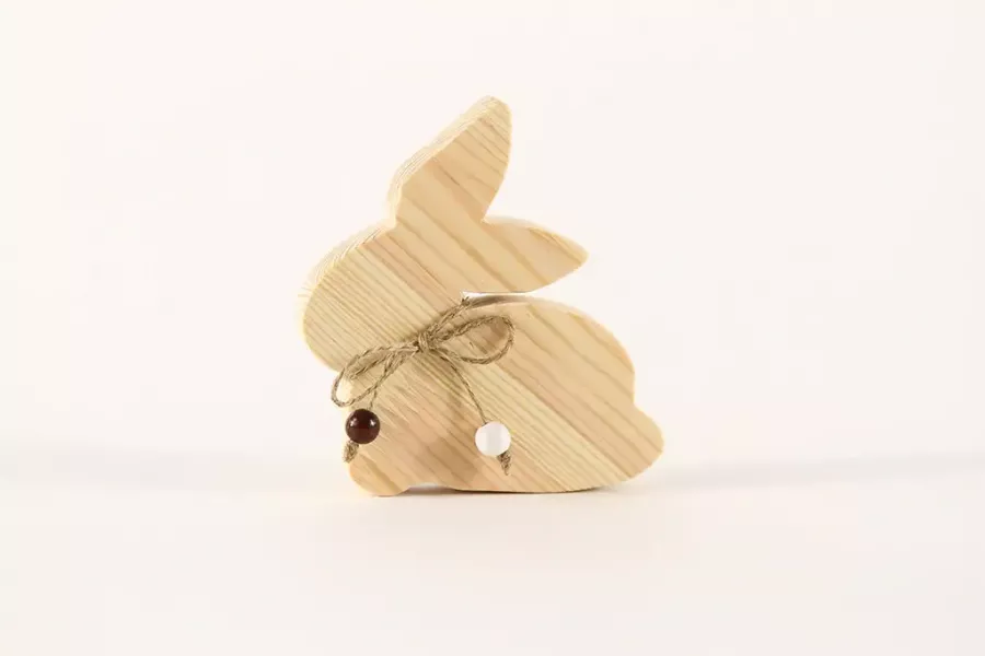 Preview: Osterhase aus Holz 11 cm Natur Kiefer