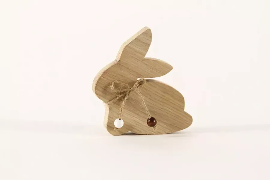 Preview: Osterhase aus Holz 11 cm Natur Eiche