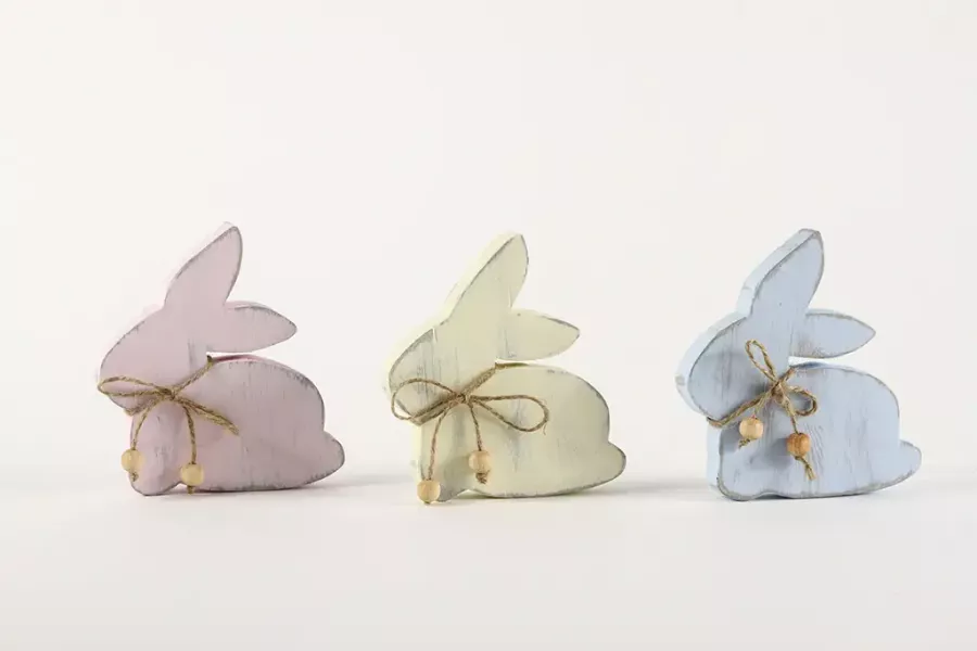 Preview: Osterhase aus Holz 11 cm - Shabby Chic