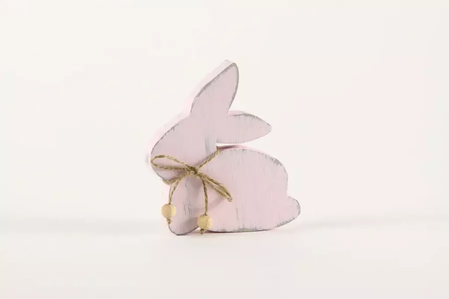 Preview: Osterhase aus Holz 11 cm Shabby Chic rose