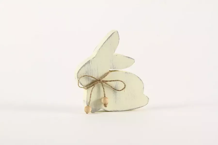 Osterhase aus Holz 11 cm Shabby Chic gelb