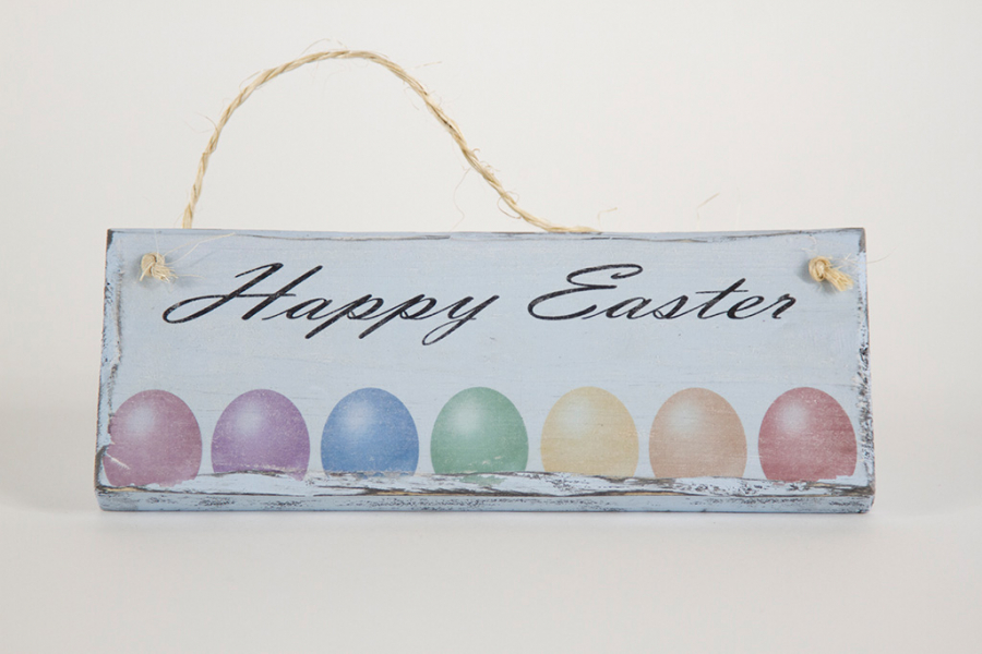 Happy Easter Holzschild – 30 Cm, Hasen-Motiv Für Haustür Oder Wand