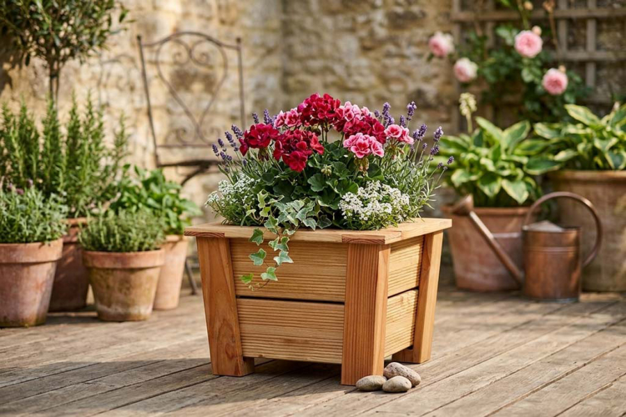 Preview: Trapez Pflanzkasten Douglasie 31 cm