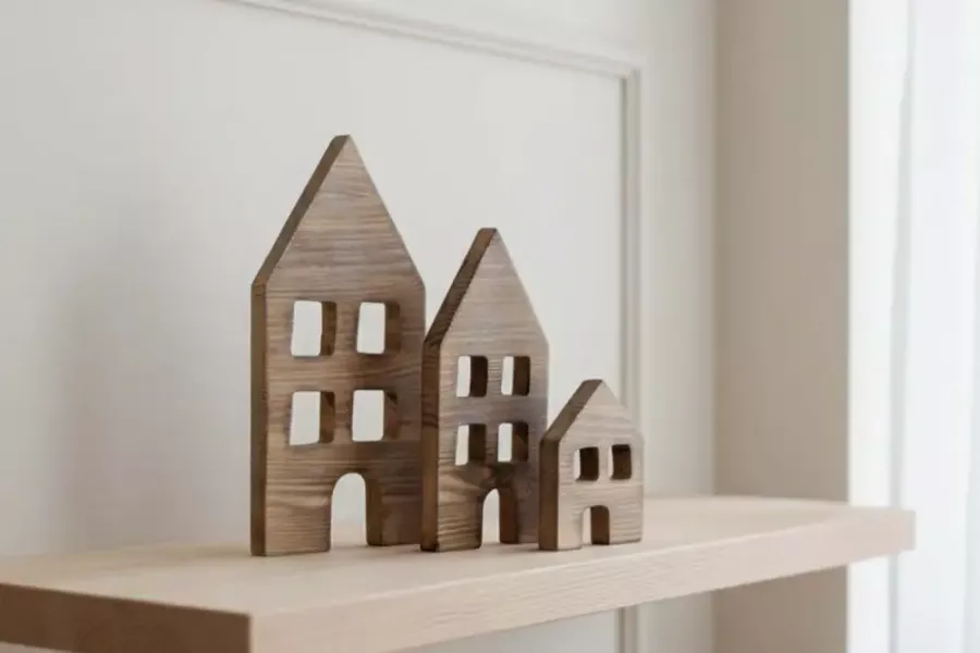 Dekorative Häuser aus Altholz mit gekalkter Oberfläche – Landhausstil Deko